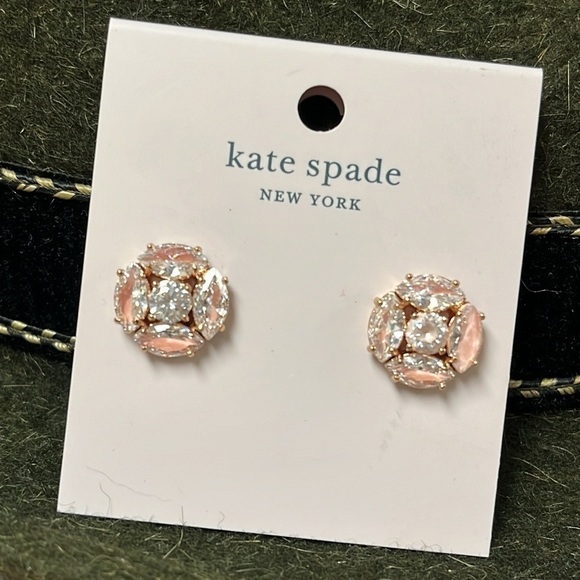 Brand New Kate Spade Flying Colors Blush Post Earrings Marquise Cluster Studs - Picture 2 of 15